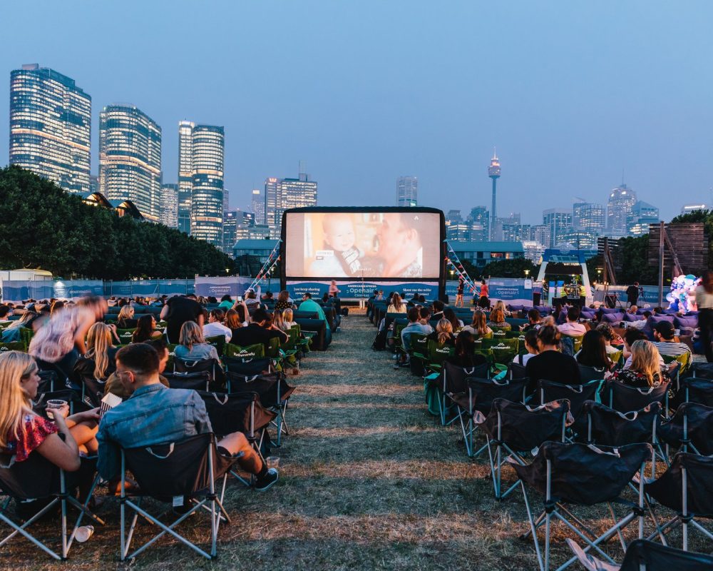 Sydney (Pyrmont) cinema screening at twilight